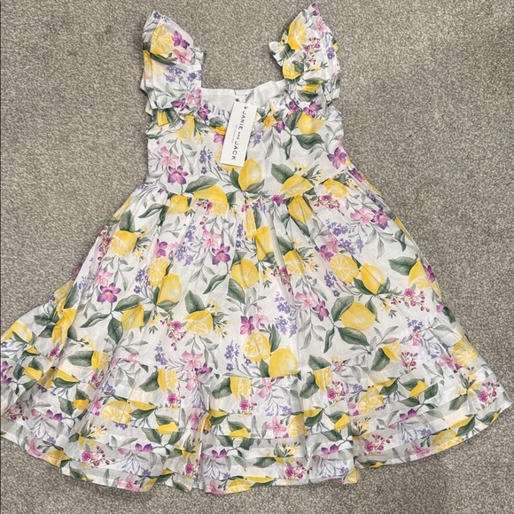 Janie and Jack Floral Lemon Dress with Ruffle Sleeves 2T NWT - Picture 1 of 6